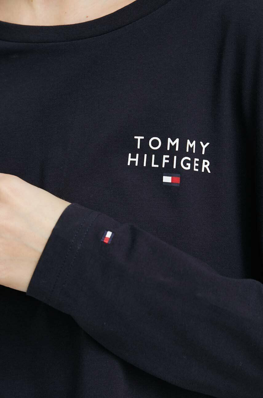 Tommy Hilfiger Bavlněný salonek s dlouhým rukávem tmavomodrá barva - Pepit.cz