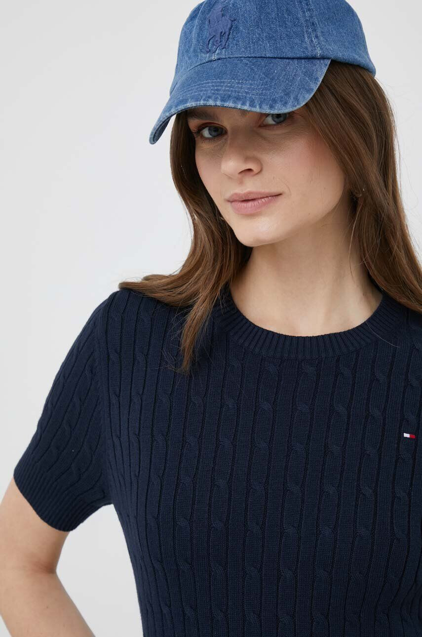 Tommy Hilfiger Bavlněný svetr tmavomodrá barva lehký - Pepit.cz