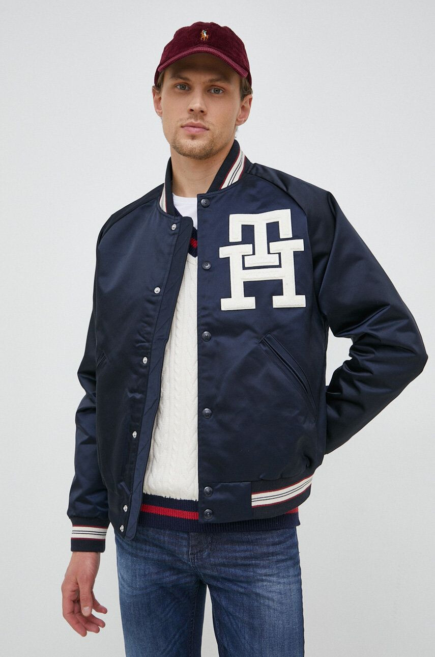 Tommy Hilfiger Bomber bunda tmavomodrá barva přechodná - Pepit.cz