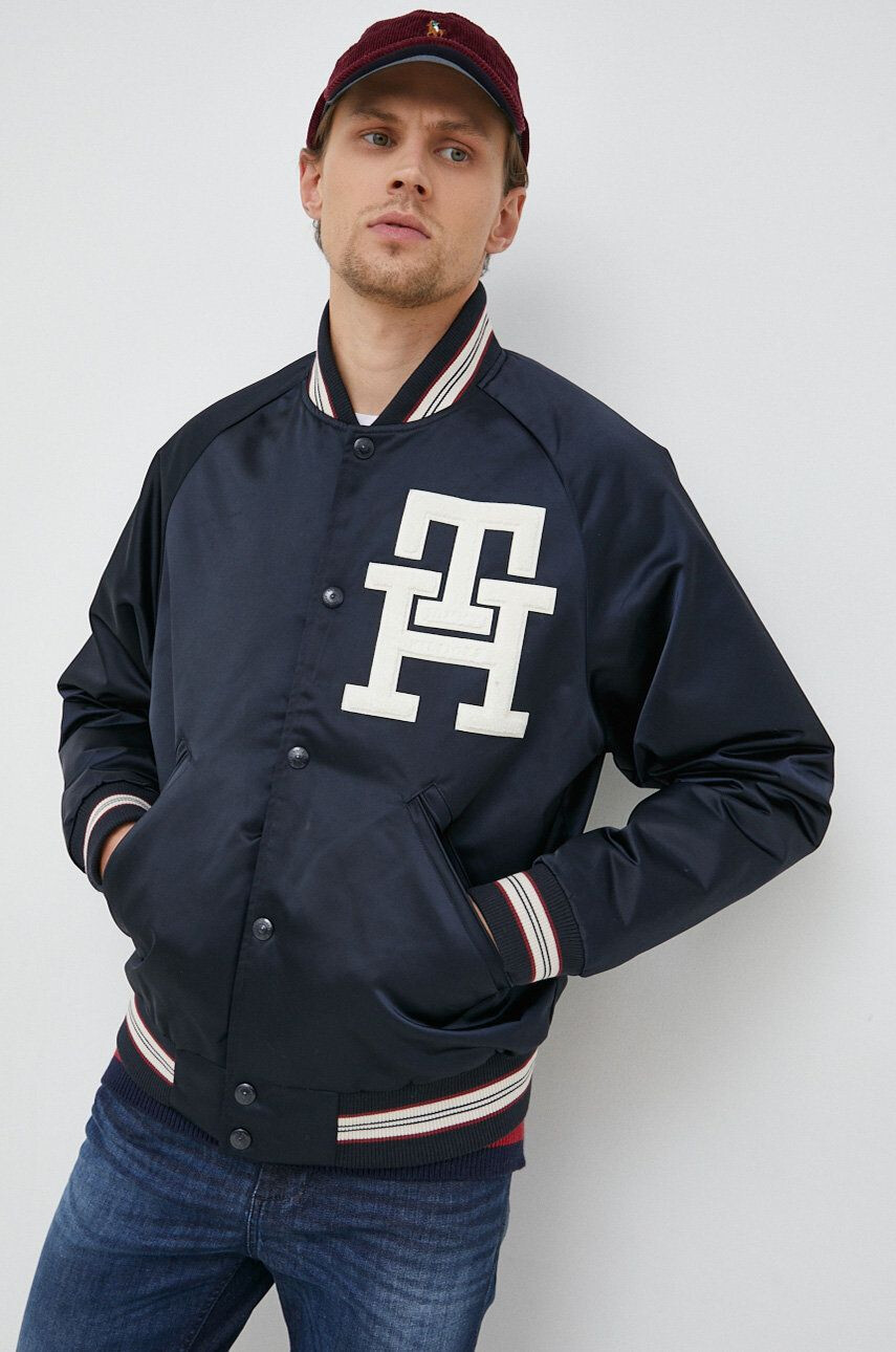 Tommy Hilfiger Bomber bunda tmavomodrá barva přechodná - Pepit.cz