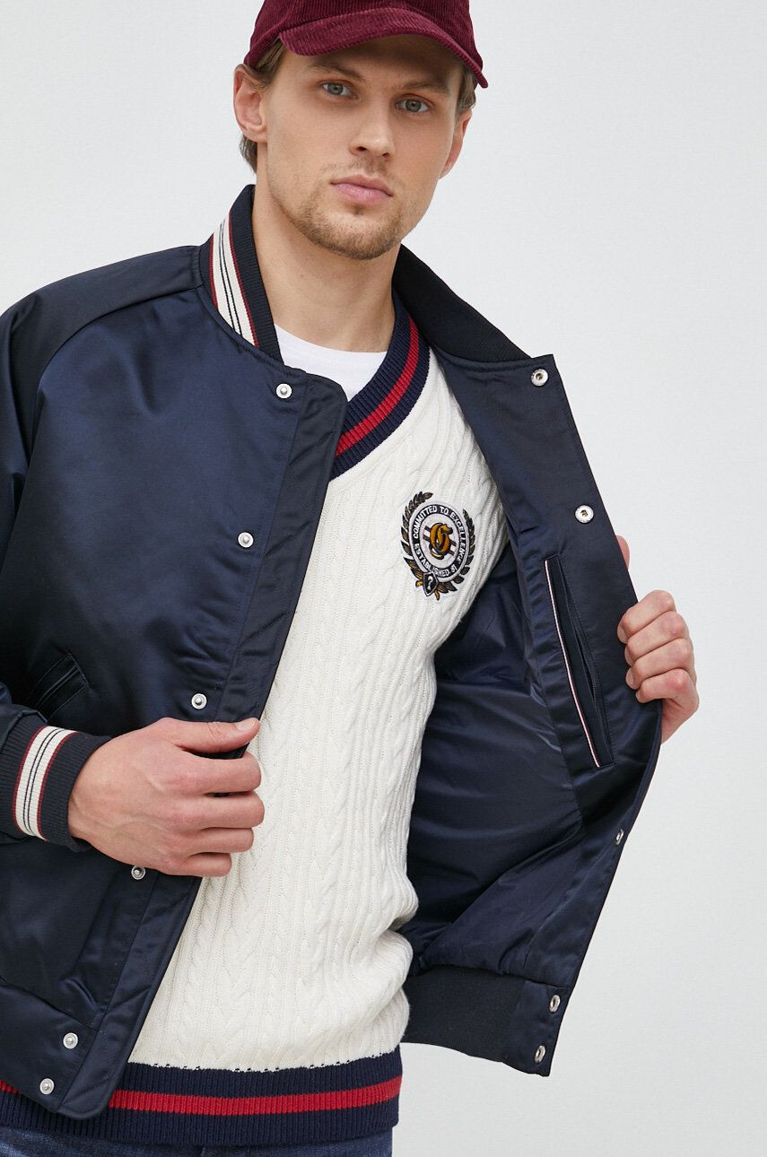 Tommy Hilfiger Bomber bunda tmavomodrá barva přechodná - Pepit.cz