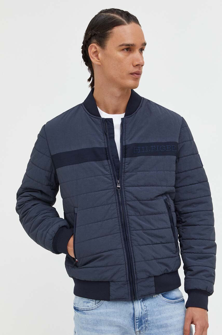 Tommy Hilfiger Bomber bunda tmavomodrá barva přechodná - Pepit.cz