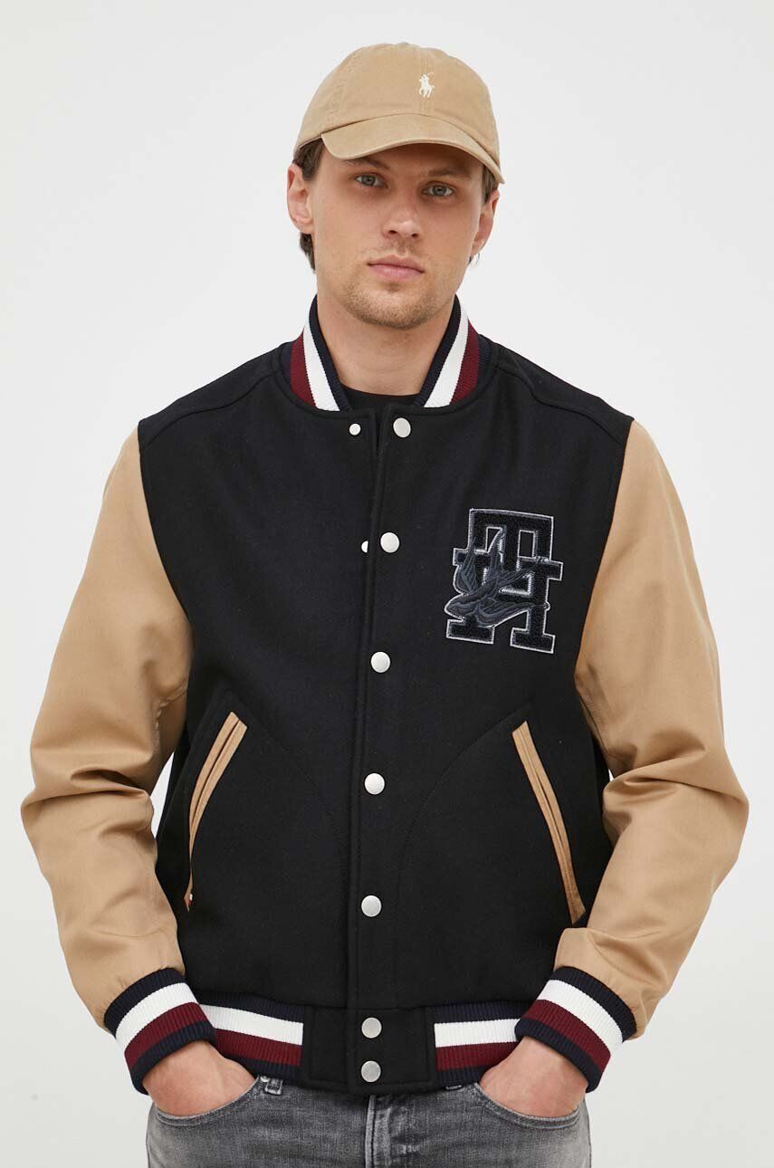 Tommy Hilfiger Bomber bunda x Shawn Mendes černá barva přechodná - Pepit.cz