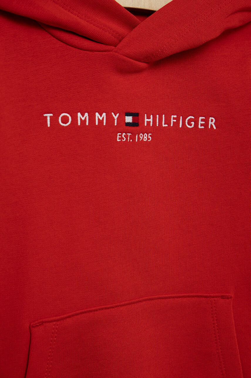 Tommy Hilfiger Dětská bavlněná mikina červená barva s aplikací - Pepit.cz