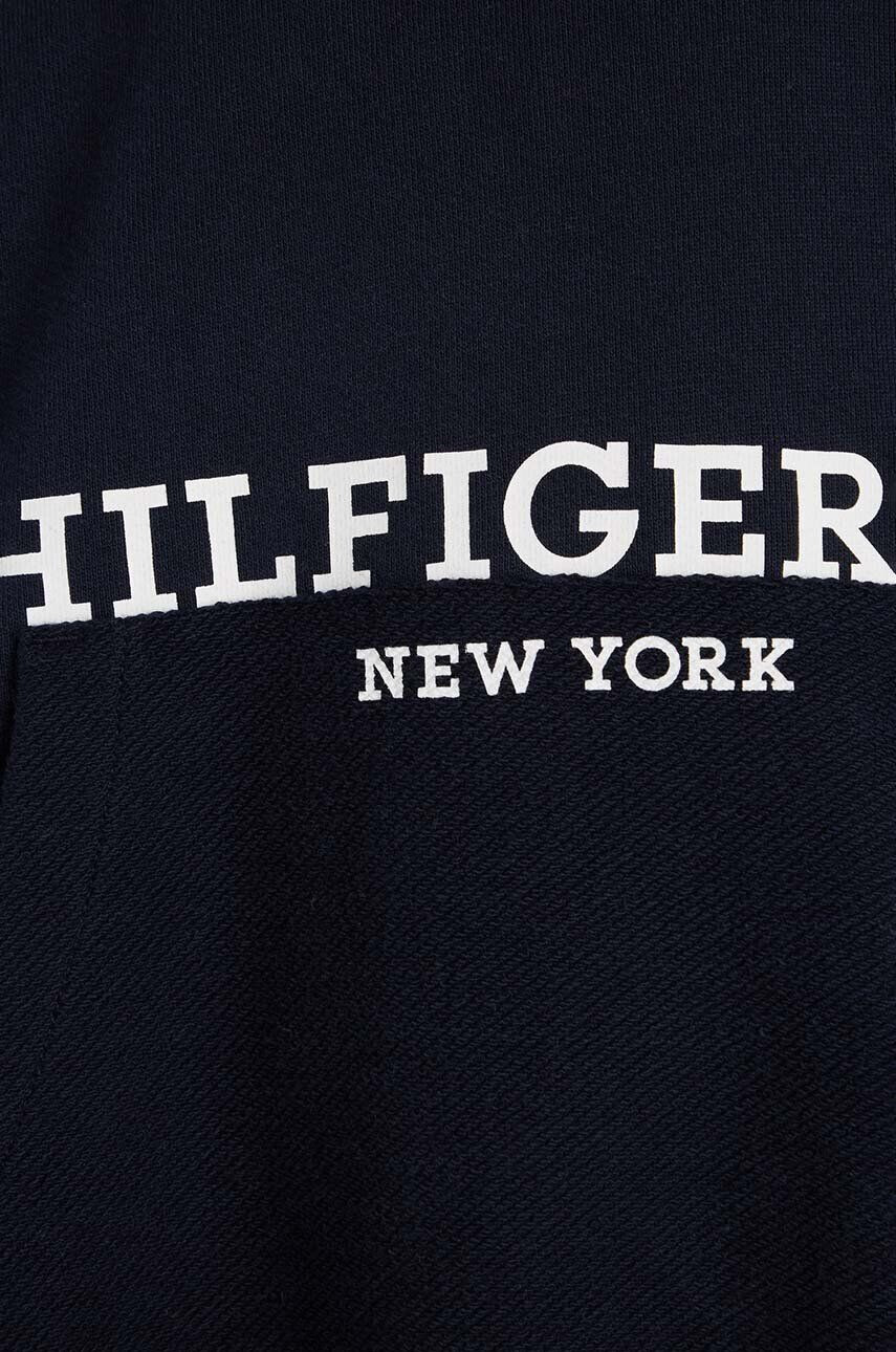 Tommy Hilfiger Dětská bavlněná mikina tmavomodrá barva s kapucí vzorovaná - Pepit.cz