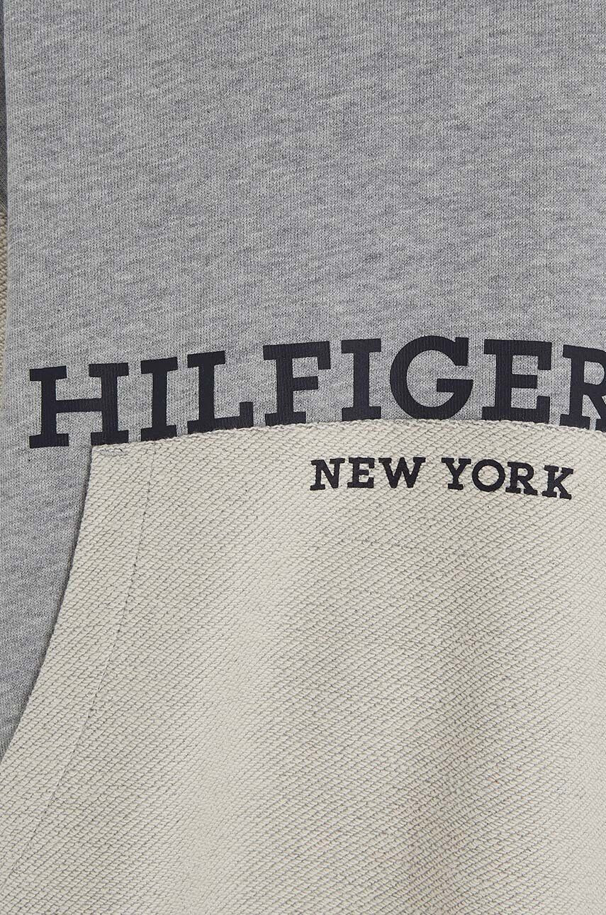 Tommy Hilfiger Dětská bavlněná mikina šedá barva s kapucí vzorovaná - Pepit.cz