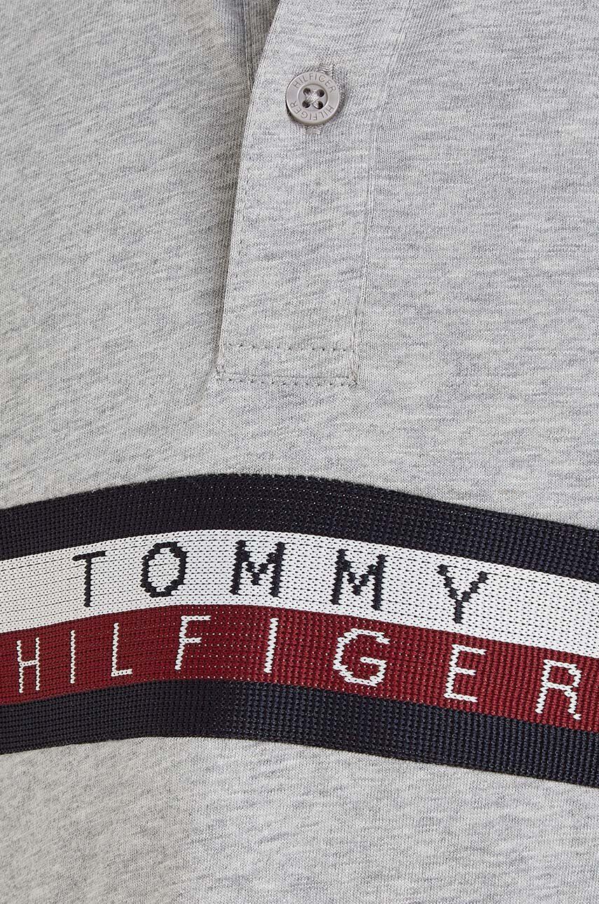 Tommy Hilfiger Dětská bavlněná polokošile šedá barva s aplikací - Pepit.cz