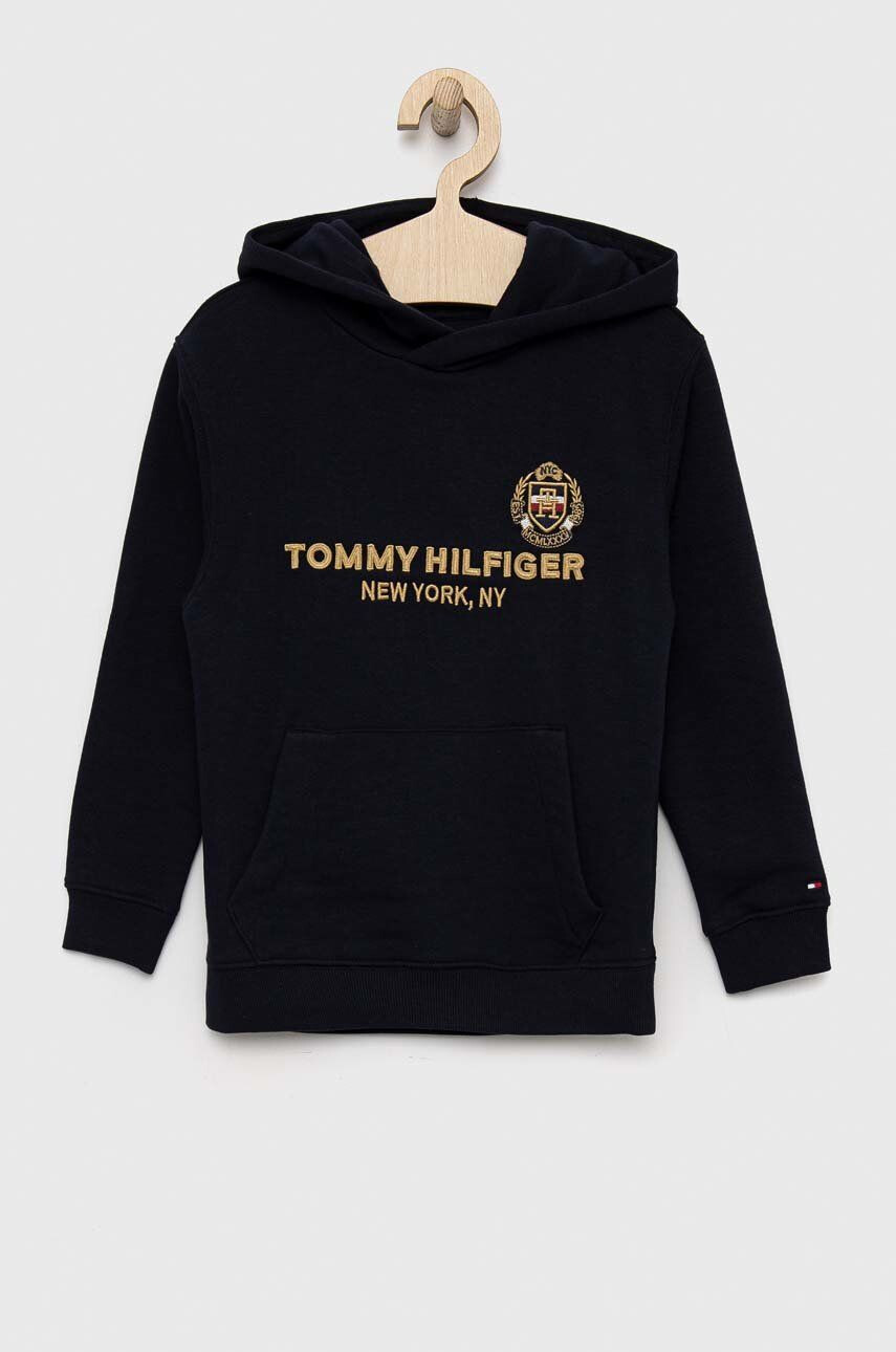 Tommy Hilfiger Dětská mikina bílá barva s kapucí s potiskem - Pepit.cz