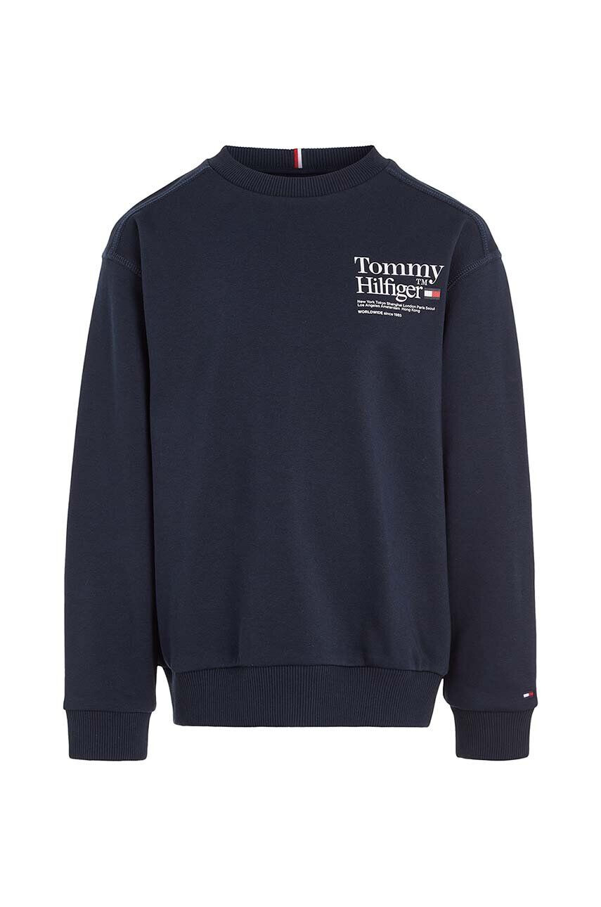 Tommy Hilfiger Dětská mikina tmavomodrá barva s potiskem - Pepit.cz