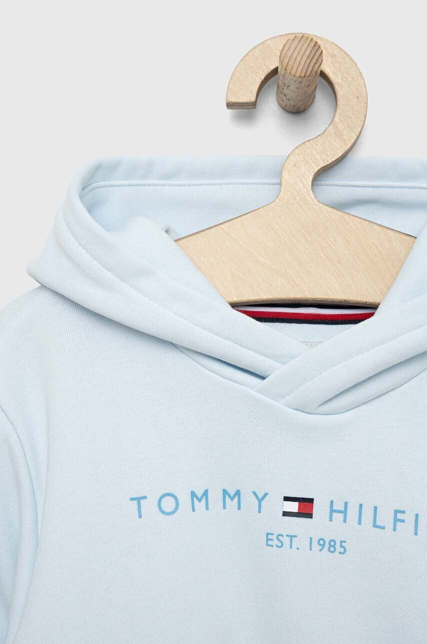 Tommy Hilfiger Dětská mikina tyrkysová barva s kapucí s potiskem - Pepit.cz