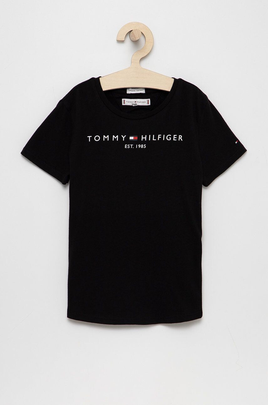 Tommy Hilfiger Dětské bavlněné tričko černá barva - Pepit.cz