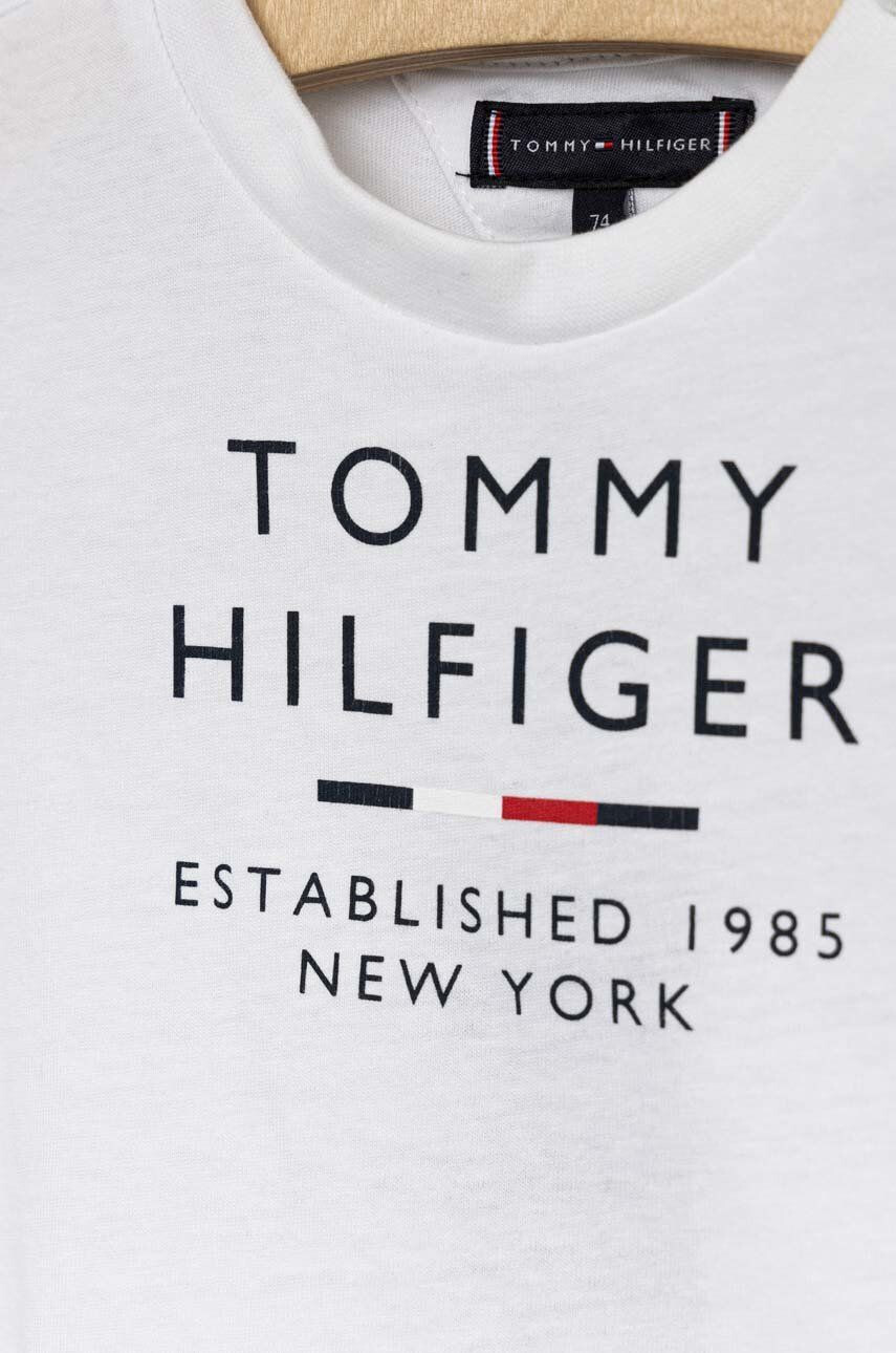 Tommy Hilfiger Dětské bavlněné tričko bílá barva s potiskem - Pepit.cz