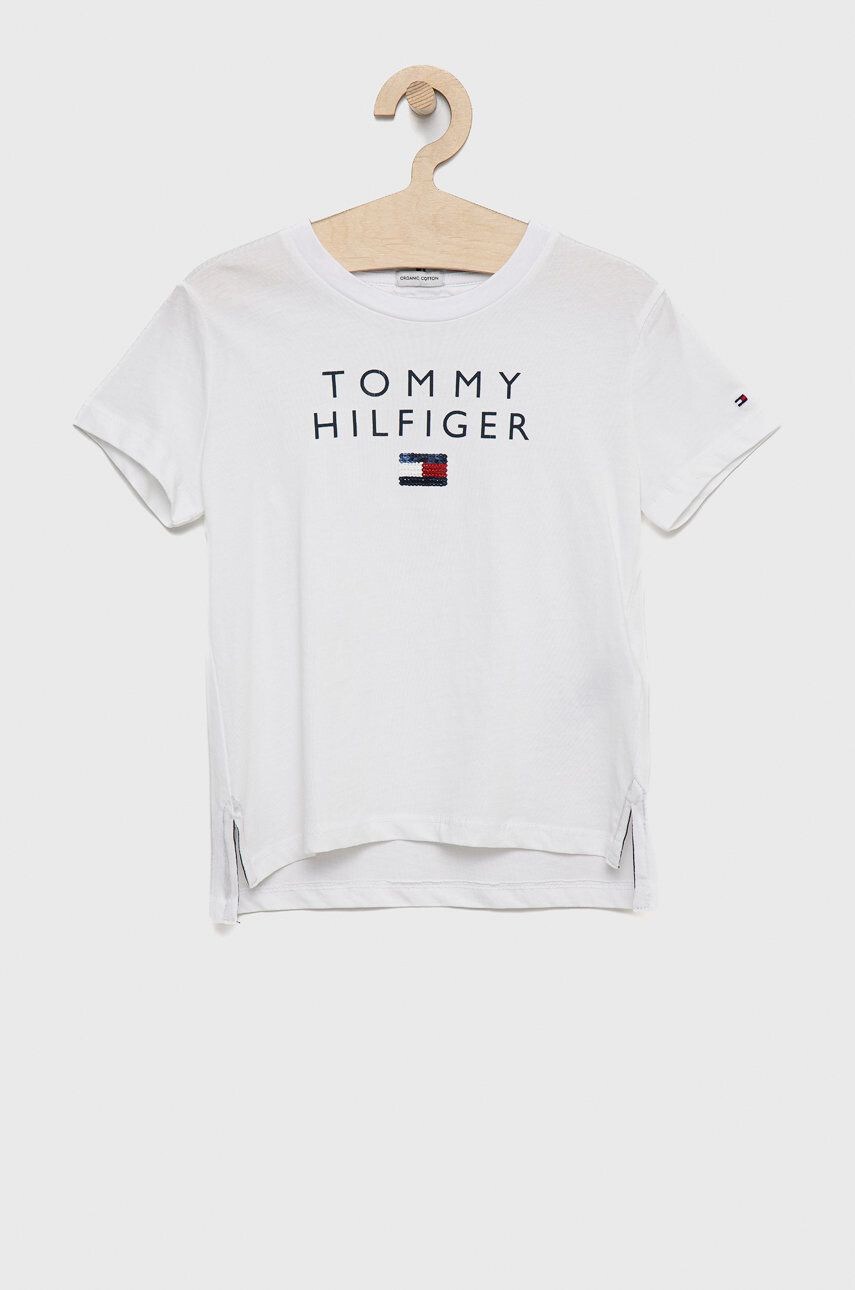 Tommy Hilfiger Dětské bavlněné tričko bílá barva - Pepit.cz