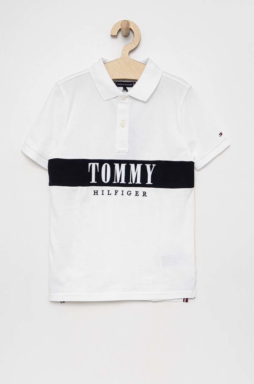 Tommy Hilfiger Dětské polo tričko bílá barva s aplikací - Pepit.cz