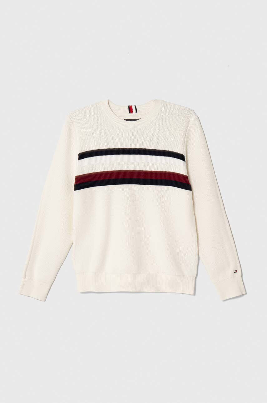 Tommy Hilfiger Dětský bavlněný svetr bílá barva - Pepit.cz