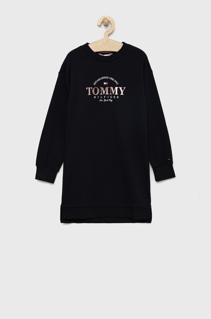 Tommy Hilfiger Dívčí šaty béžová barva midi - Pepit.cz