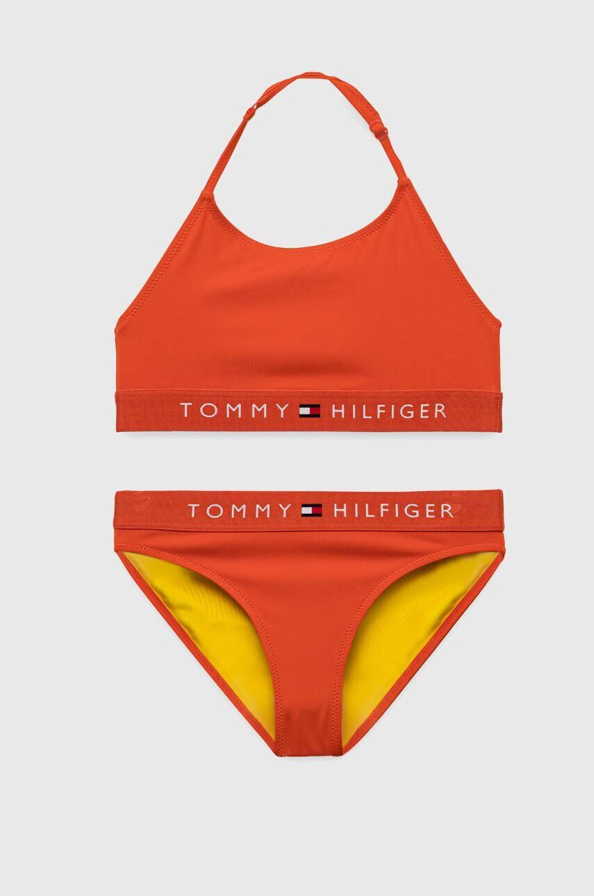 Tommy Hilfiger Dvoudílné dětské plavky oranžová barva - Pepit.cz