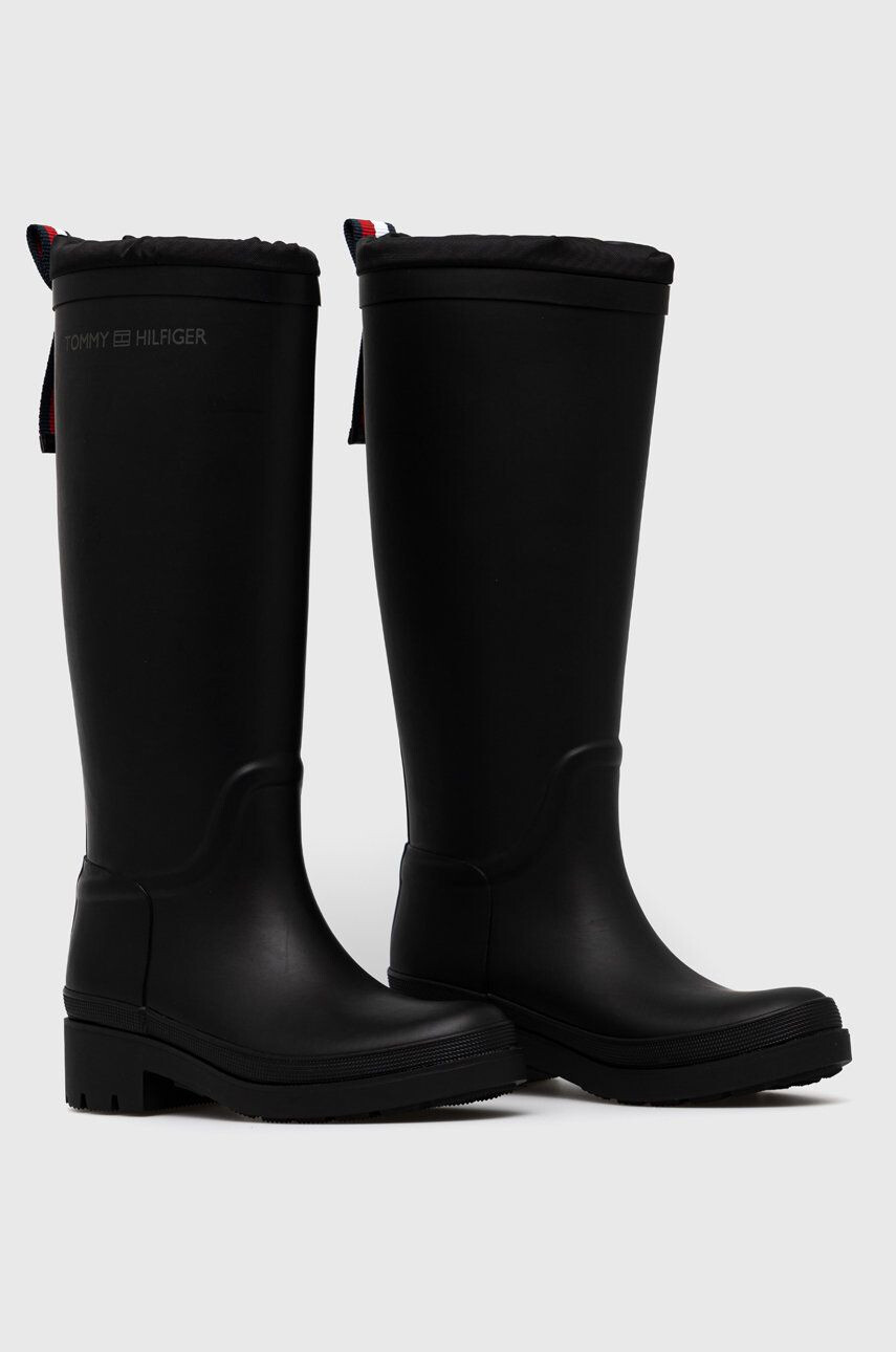 Tommy Hilfiger Holínky Th Overknee Rainboot Monogram dámské černá barva - Pepit.cz