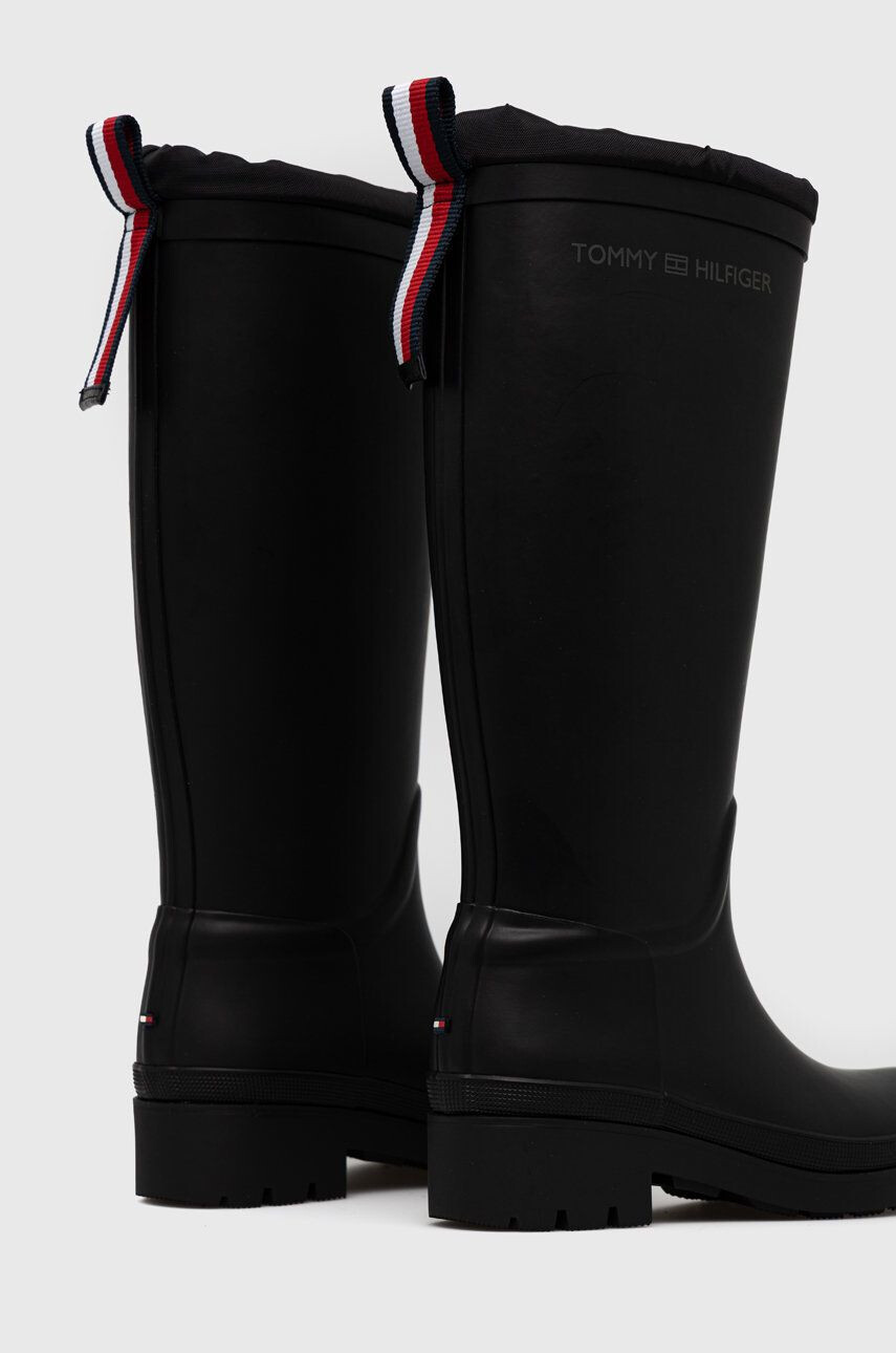 Tommy Hilfiger Holínky Th Overknee Rainboot Monogram dámské černá barva - Pepit.cz