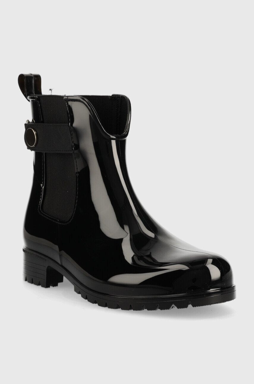 Tommy Hilfiger Holínky Ankle Rainboot With Metal Detail dámské černá barva - Pepit.cz