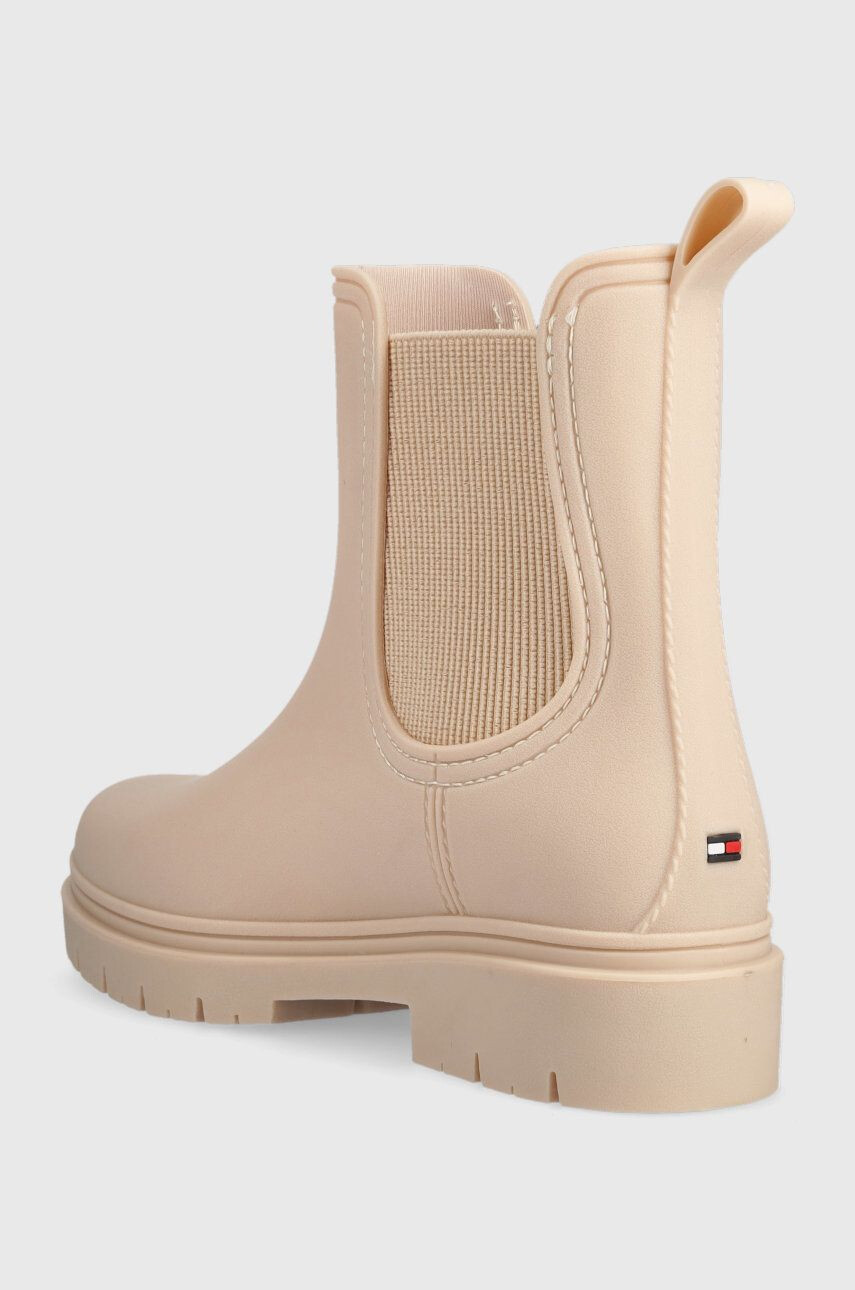 Tommy Hilfiger Holínky Fw0fw06897 Matt Ankle Rainboot With Elastic dámské béžová barva - Pepit.cz