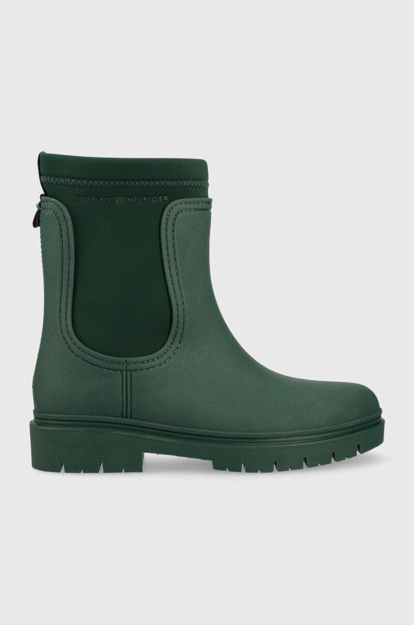 Tommy Hilfiger Holínky Rain Boot Ankle dámské zelená barva - Pepit.cz