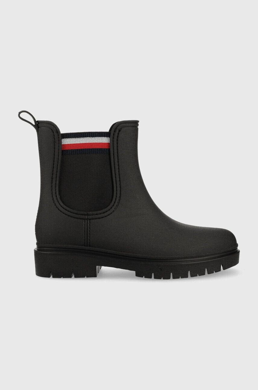 Tommy Hilfiger Holínky Rain Boot Ankle Elastic dámské černá barva - Pepit.cz