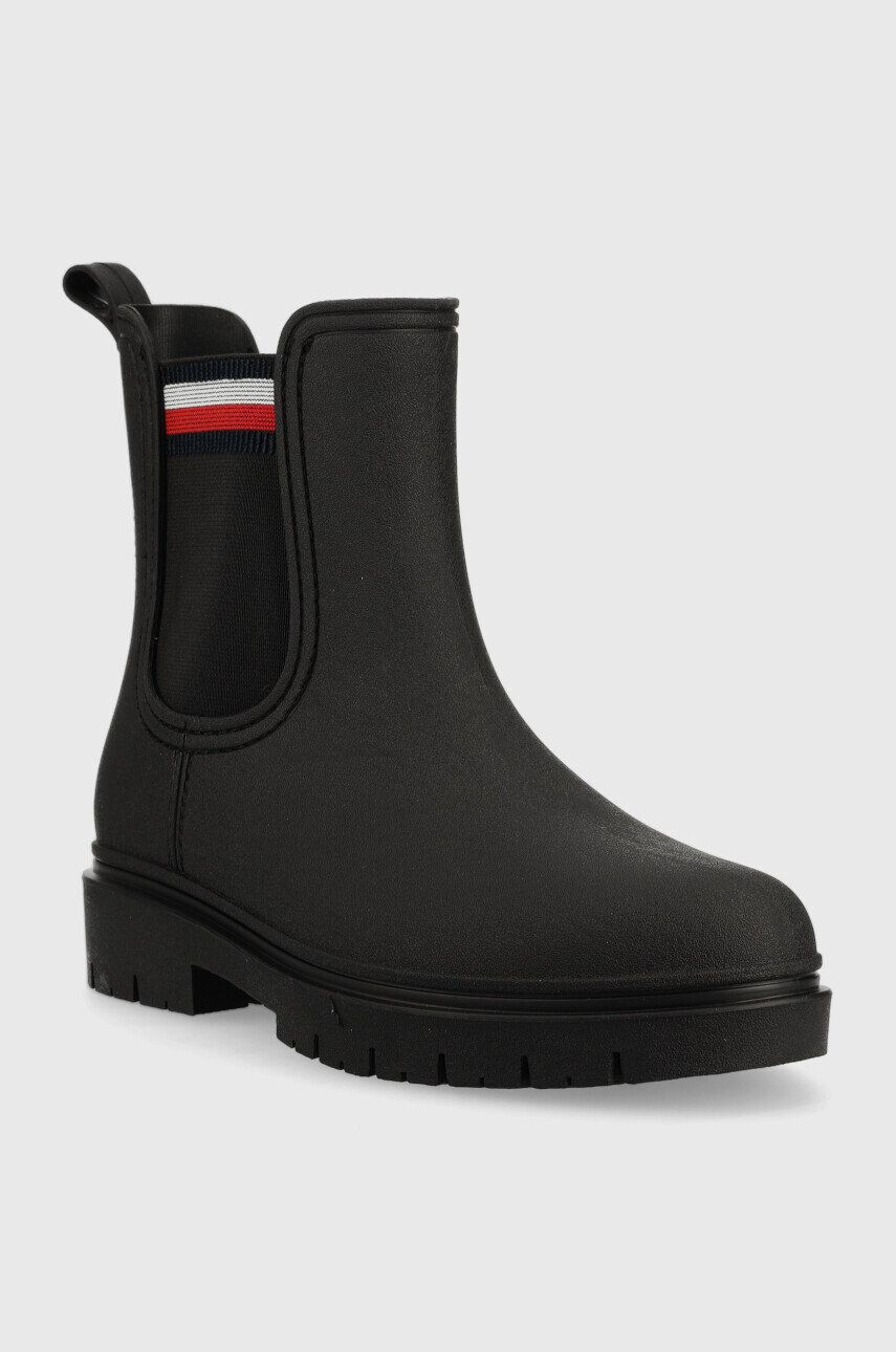 Tommy Hilfiger Holínky Rain Boot Ankle Elastic dámské černá barva - Pepit.cz