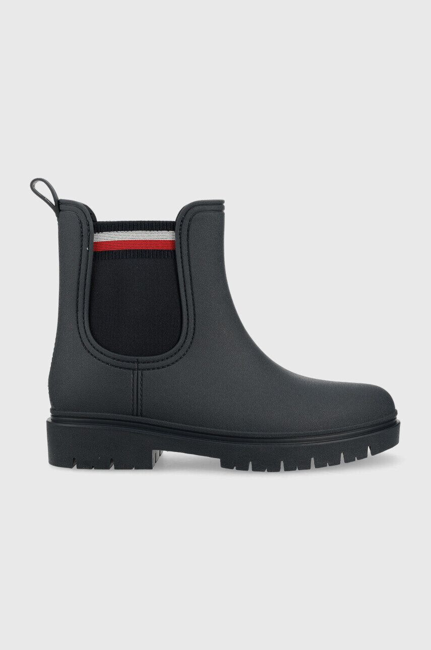 Tommy Hilfiger Holínky Rain Boot Ankle Elastic dámské tmavomodrá barva - Pepit.cz