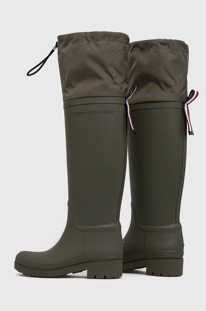 Tommy Hilfiger Holínky Th Overknee Rainboot dámské zelená barva - Pepit.cz