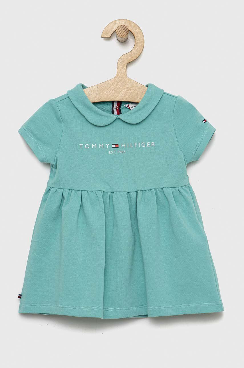 Tommy Hilfiger Kojenecká sukýnka tyrkysová barva mini áčková - Pepit.cz