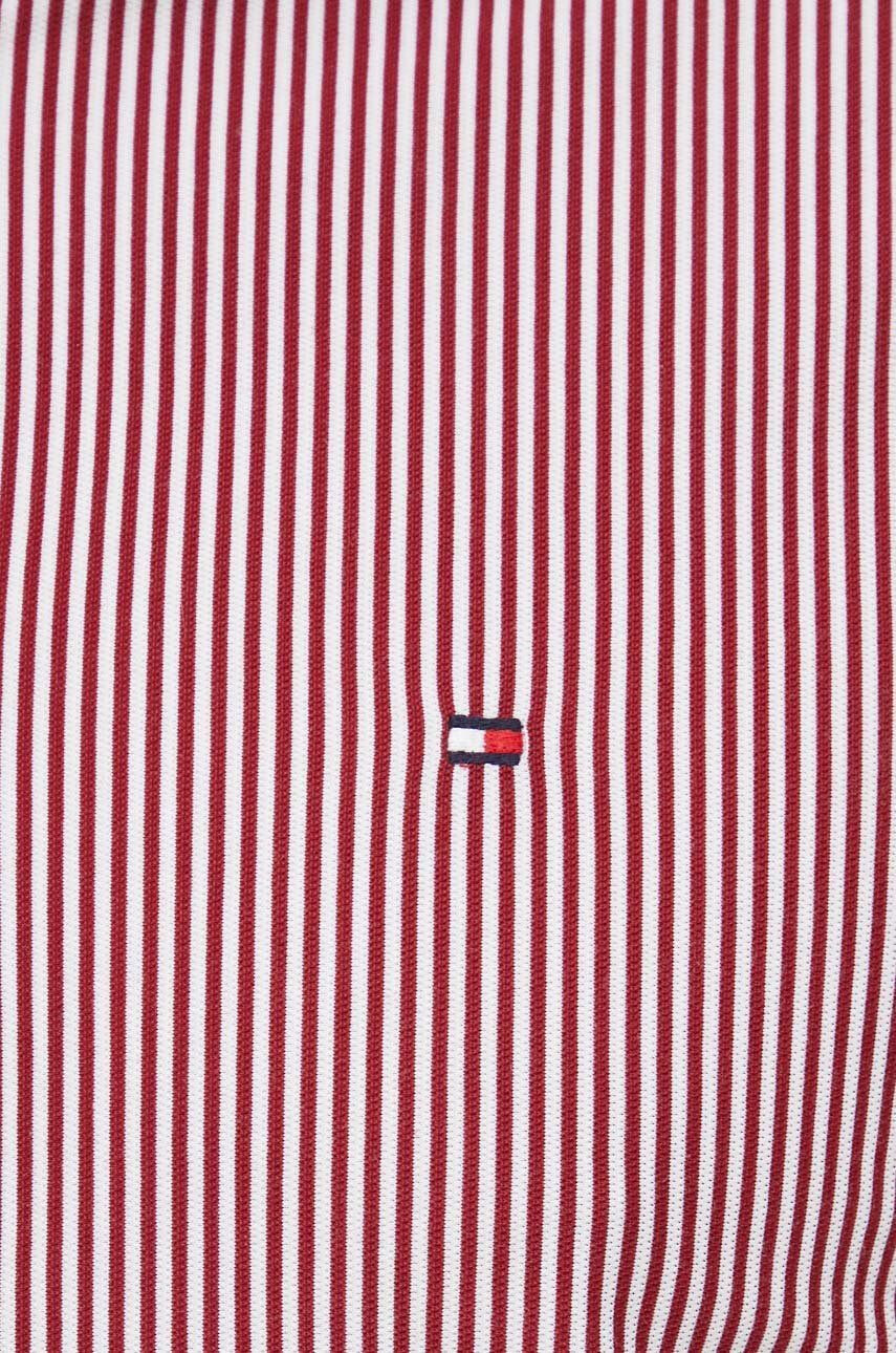 Tommy Hilfiger Košile pánská vínová barva slim s límečkem button-down - Pepit.cz