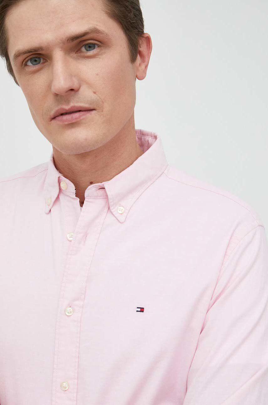 Tommy Hilfiger Košile pánská fialová barva regular s límečkem button-down - Pepit.cz