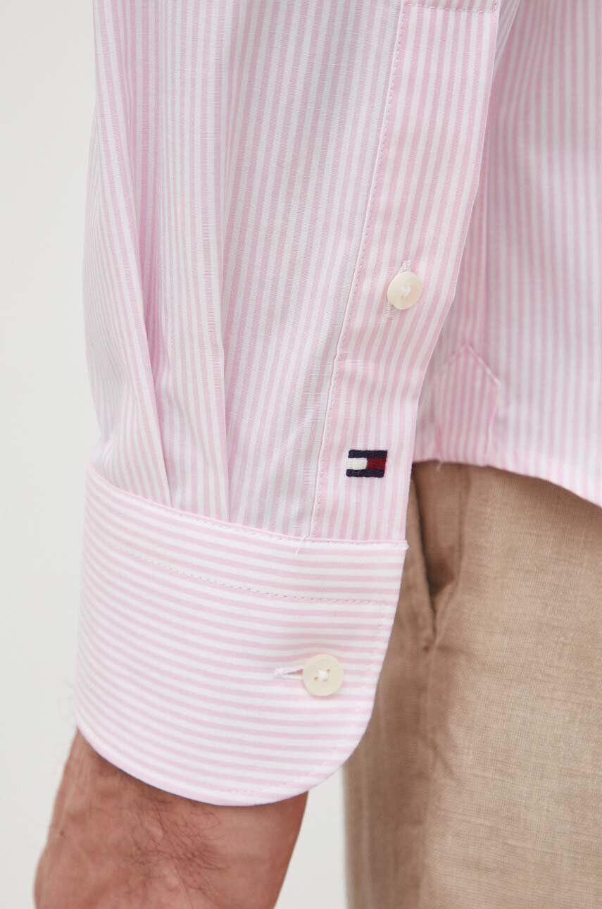 Tommy Hilfiger Košile pánská růžová barva slim s italským límcem - Pepit.cz