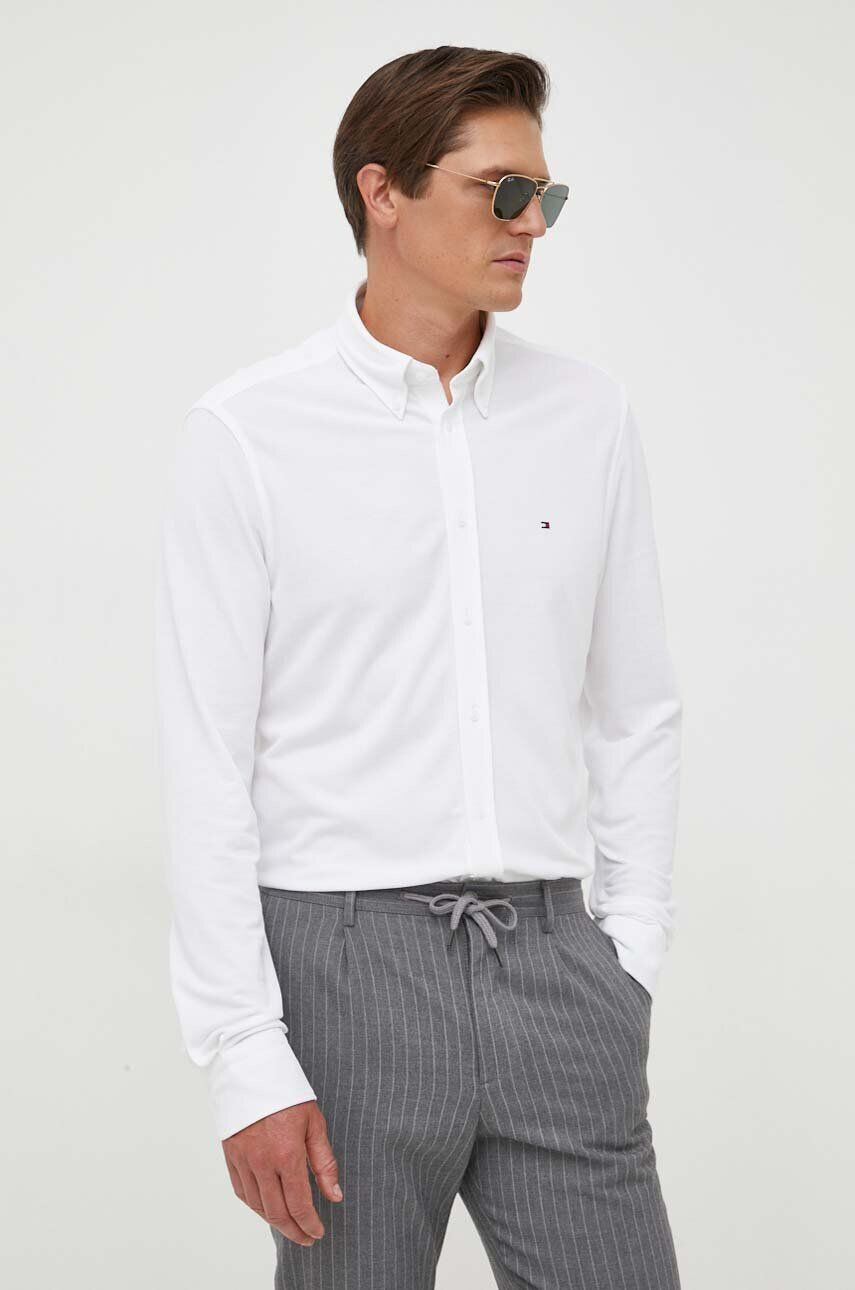 Tommy Hilfiger Košile pánská bílá barva slim s límečkem button-down - Pepit.cz