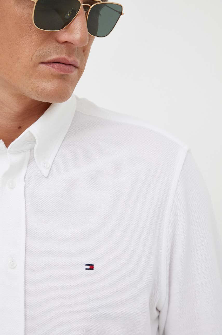 Tommy Hilfiger Košile pánská bílá barva slim s límečkem button-down - Pepit.cz