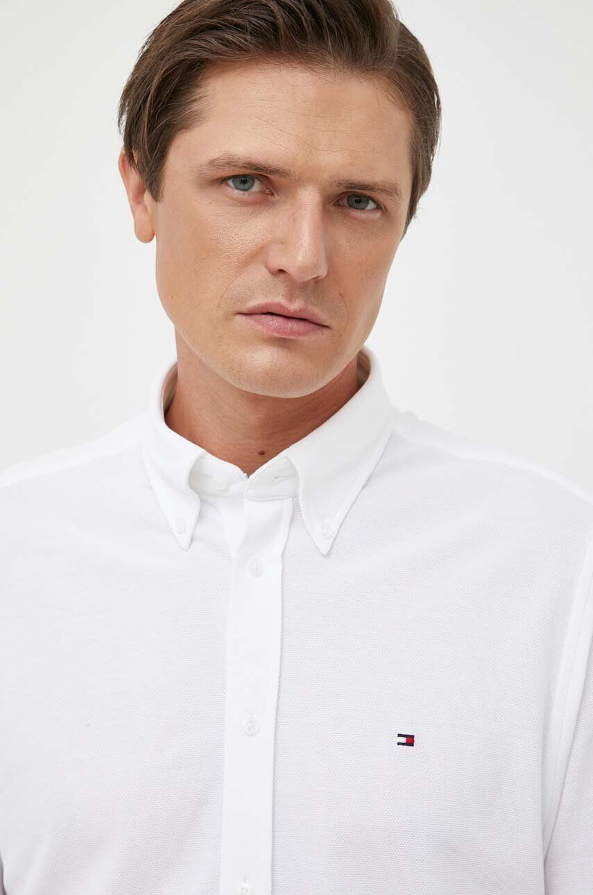 Tommy Hilfiger Košile pánská bílá barva slim s límečkem button-down - Pepit.cz