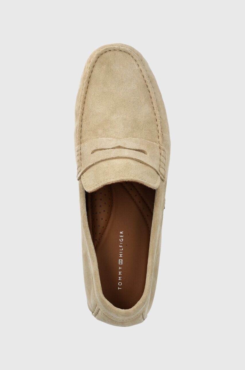 Tommy Hilfiger Kožené mokasíny CASUAL HILFIGER SUEDE DRIVER pánské béžová barva FM0FM04271 - Pepit.cz