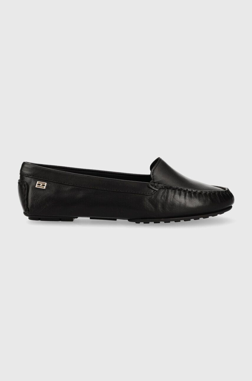 Tommy Hilfiger Kožené mokasíny ESSENTIAL CHIC MOCASSIN dámské černá barva na plochém podpatku FW0FW07224 - Pepit.cz