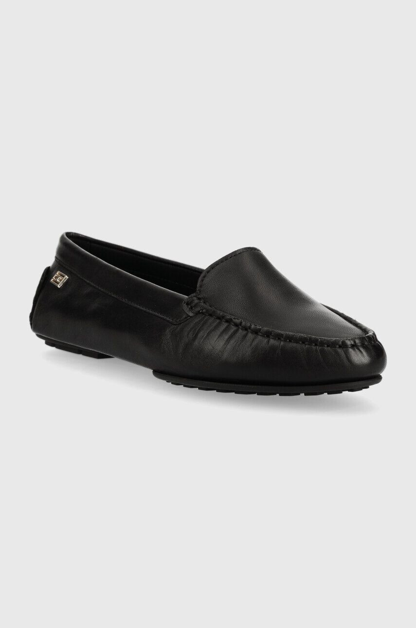 Tommy Hilfiger Kožené mokasíny ESSENTIAL CHIC MOCASSIN dámské černá barva na plochém podpatku FW0FW07224 - Pepit.cz