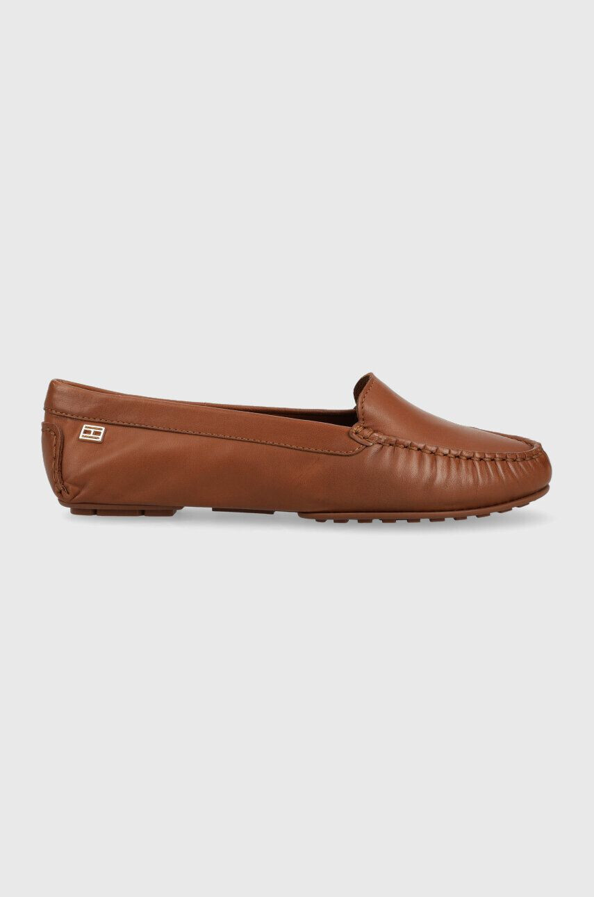 Tommy Hilfiger Kožené mokasíny ESSENTIAL CHIC MOCASSIN dámské hnědá barva na plochém podpatku FW0FW07224 - Pepit.cz