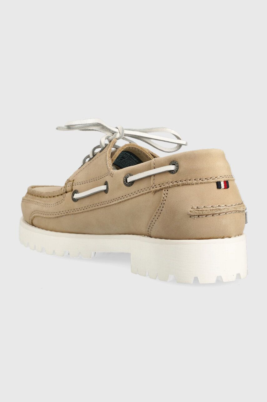 Tommy Hilfiger Kožené mokasíny PREMIUM CLEATED W BOAT SHOE dámské béžová barva na plochém podpatku FW0FW07128 - Pepit.cz