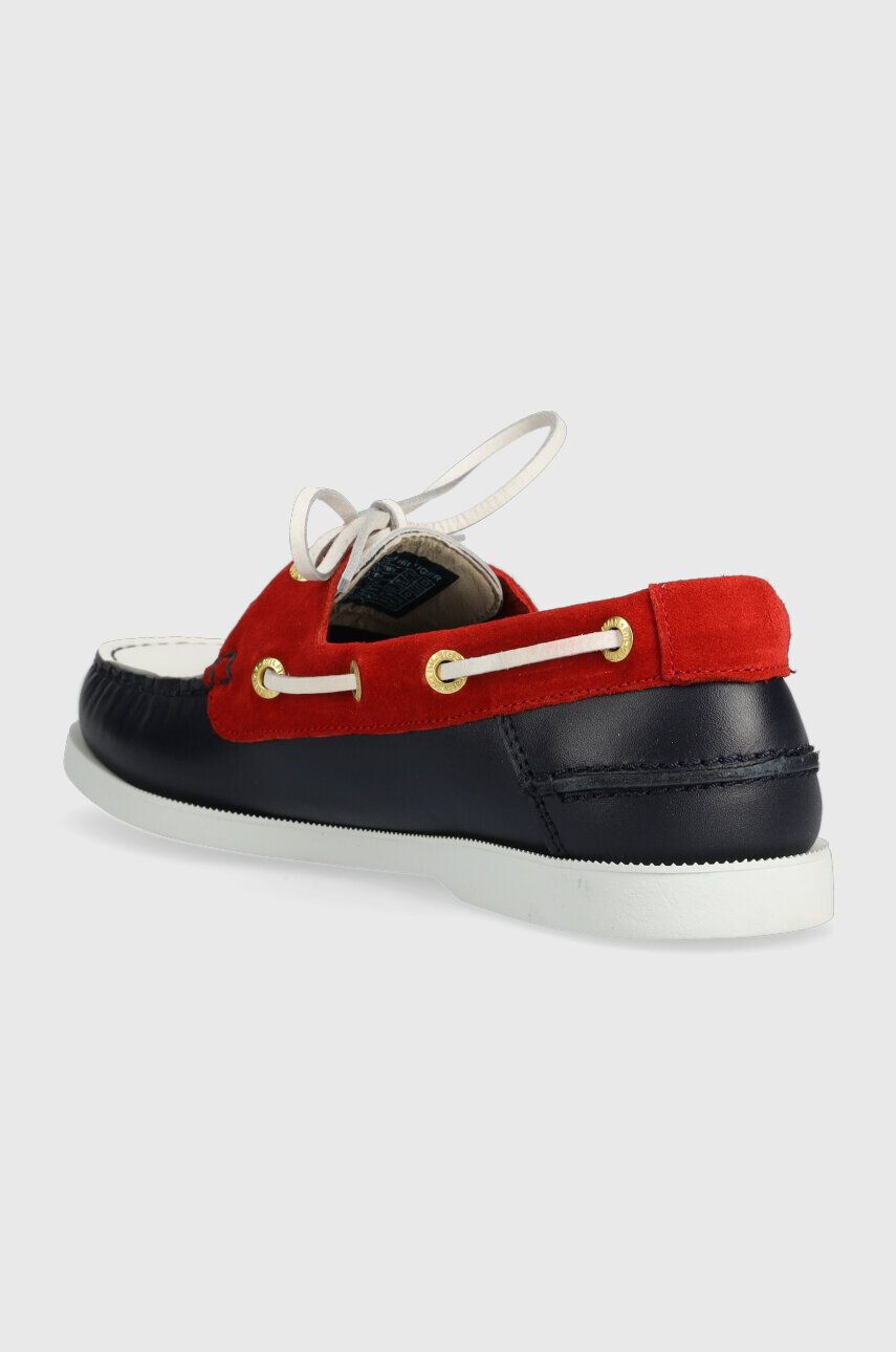 Tommy Hilfiger Kožené mokasíny TH BOAT SHOE RWB dámské červená barva na plochém podpatku FW0FW07169 - Pepit.cz