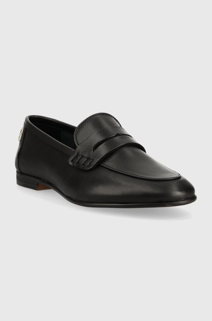 Tommy Hilfiger Kožené mokasíny TH LOAFER dámské černá barva na plochém podpatku FW0FW06991 - Pepit.cz