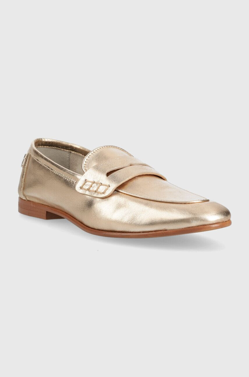 Tommy Hilfiger Kožené mokasíny TH LOAFER GOLDEN dámské zlatá barva na plochém podpatku FW0FW06992 - Pepit.cz