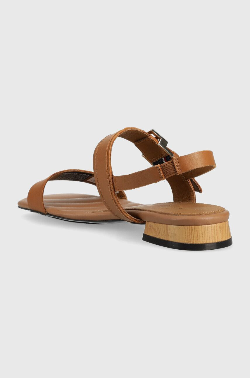 Tommy Hilfiger Kožené sandály HARDWARE FLAT SANDAL dámské hnědá barva FW0FW07094 - Pepit.cz