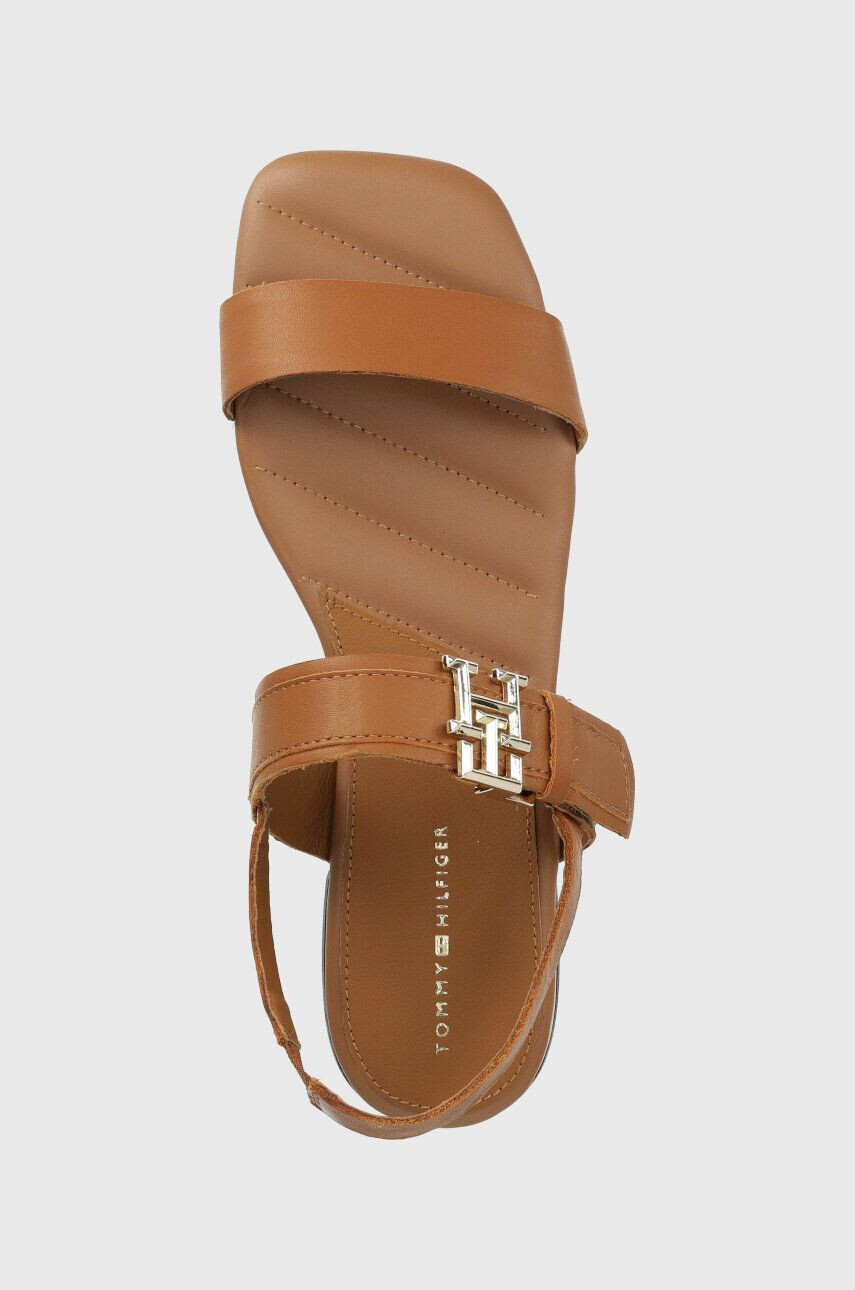 Tommy Hilfiger Kožené sandály HARDWARE FLAT SANDAL dámské hnědá barva FW0FW07094 - Pepit.cz