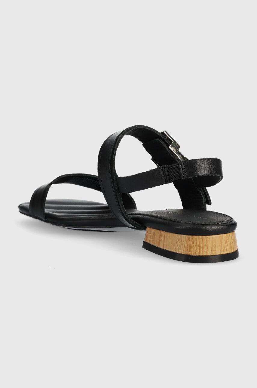 Tommy Hilfiger Kožené sandály HARDWARE FLAT SANDAL dámské černá barva FW0FW07094 - Pepit.cz