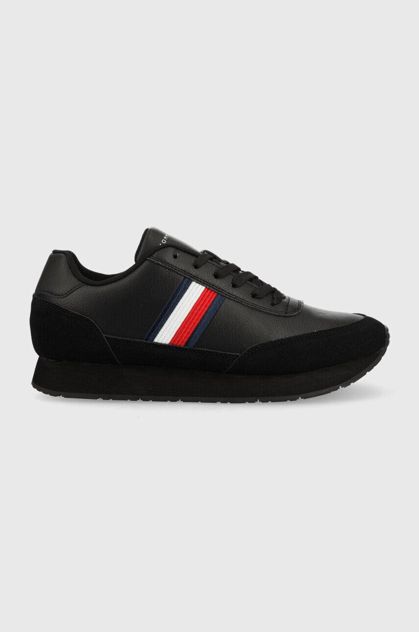 Tommy Hilfiger Kožené sneakers boty FM0FM04397 CORE EVA RUNNER CORPORATE LEA černá barva - Pepit.cz