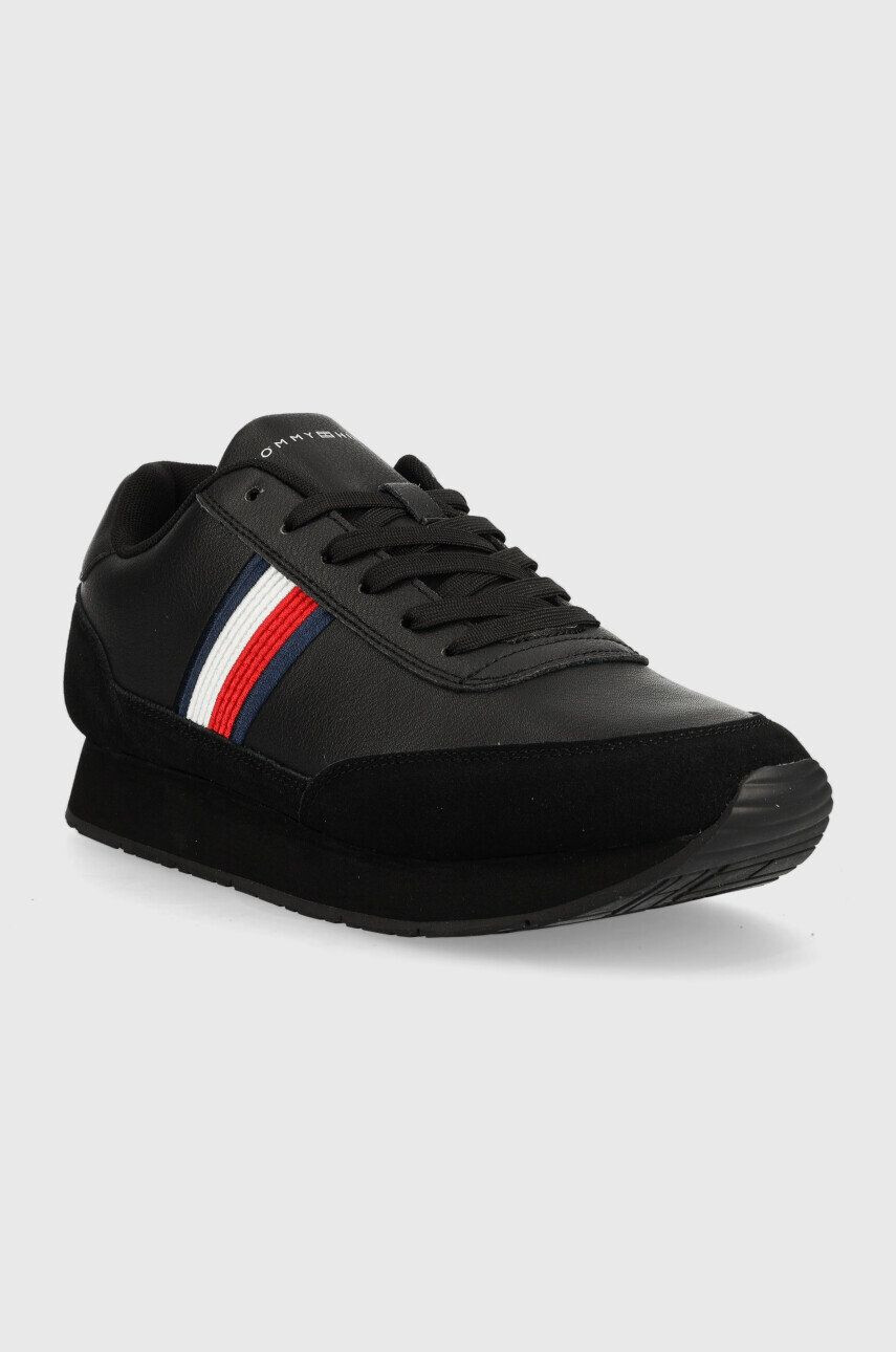 Tommy Hilfiger Kožené sneakers boty FM0FM04397 CORE EVA RUNNER CORPORATE LEA černá barva - Pepit.cz